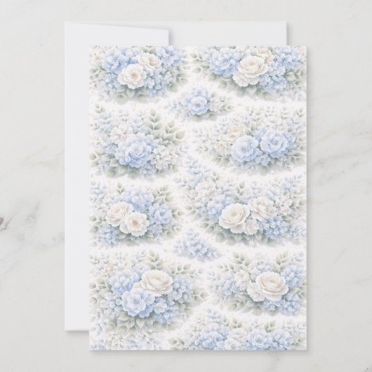 SoftBlue Floral Pattern Elegant Romantic Botanical 招待状 (裏面)