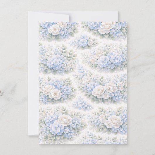 SoftBlue Floral Pattern Elegant Romantic Botanical 案内状 (裏面)