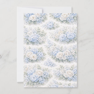 SoftBlue Floral Pattern Elegant Romantic Botanical 案内状