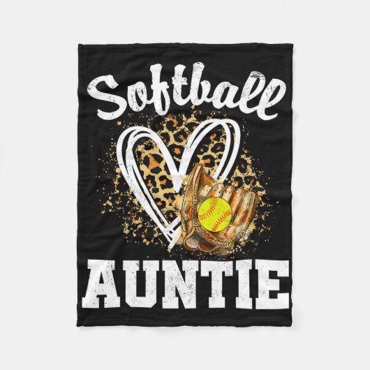 Softll Auntie Leopard Heart Matching Family  フリースブランケット (正面)