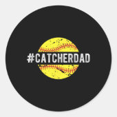 Softll Catcher Dad Of A Softll Catcher ラウンドシール (正面)