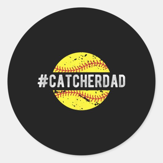 Softll Catcher Dad Of A Softll Catcher  ラウンドシール (正面)