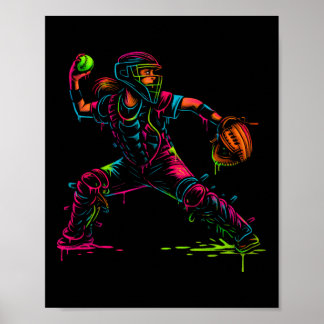 Softll Catcher Dad Pitcher Fastpitch Coach Fathers ポスター