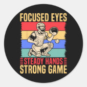 Softll Catcher Focused Eyes Steady Hands Softll Mo ラウンドシール (正面)