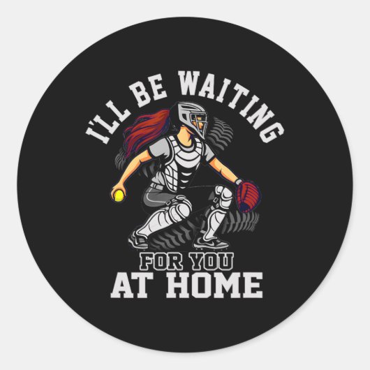 Softll Catcher Waiting At Home Funny Sports Design ラウンドシール (正面)