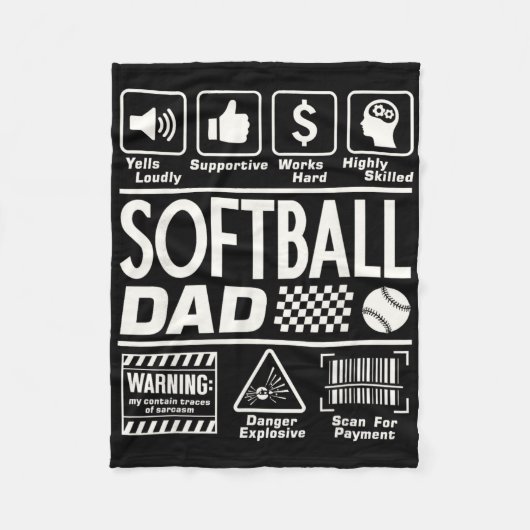 Softll Dad Funny Contents Of Sports Father Softll  フリースブランケット (正面)