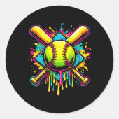 Softll Girl Ice Cream Softll Drip  ラウンドシール (正面)