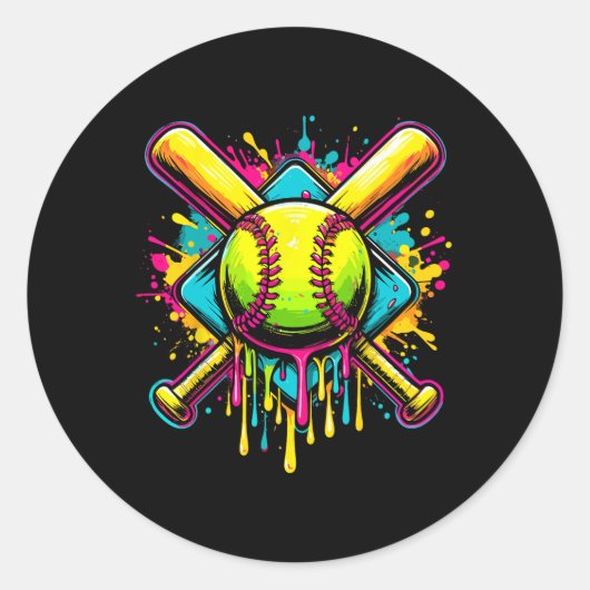 Softll Girl Ice Cream Softll Drip  ラウンドシール (正面)