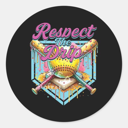 Softll Girl Ice Cream Softll Drip Youth Respect Th ラウンドシール (正面)