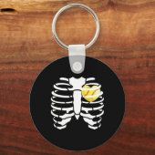 Softll Heart Inside Ribs Skeleton Halloween Costum キーホルダー (正面)