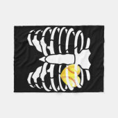 Softll Heart Inside Ribs Skeleton Halloween Costum フリースブランケット (正面(横))