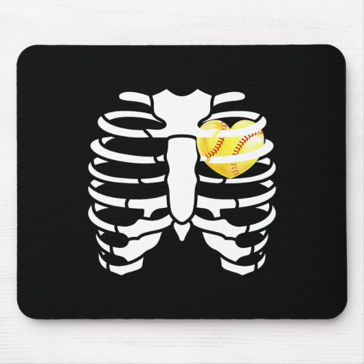 Softll Heart Inside Ribs Skeleton Halloween Costum マウスパッド (正面)