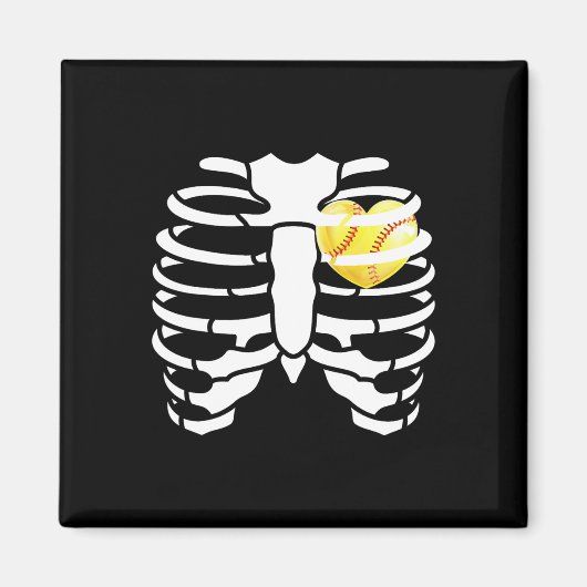 Softll Heart Inside Ribs Skeleton Halloween Costum マグネット (正面)