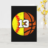 Softll Sketll Number 13 Jersey Funny 13th Birthday カード (黄色い花)