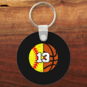 Softll Sketll Number 13 Jersey Funny 13th Birthday キーホルダー (正面)