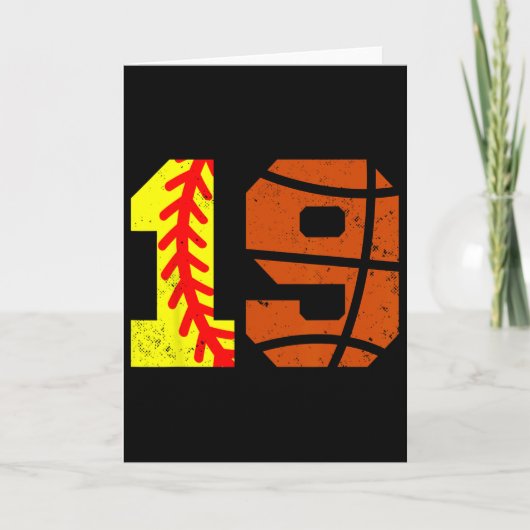 Softll Sketll Number 19 Jersey Funny 19th Birthday カード (正面)