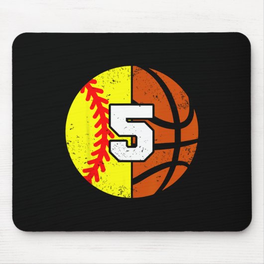 Softll Sketll Number 5 Jersey Funny 5th Birthday マウスパッド (正面)