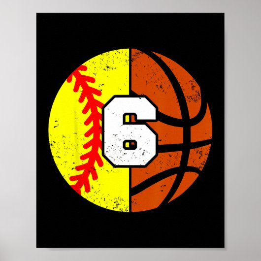 Softll Sketll Number 6 Jersey Funny 6th Birthday  ポスター (正面)