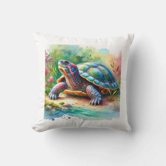 Softshell Turtle 221024AREF149 - Watercolor クッション (正面)