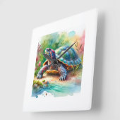 Softshell Turtle 221024AREF149 - Watercolor スクエア壁時計 (傾斜)