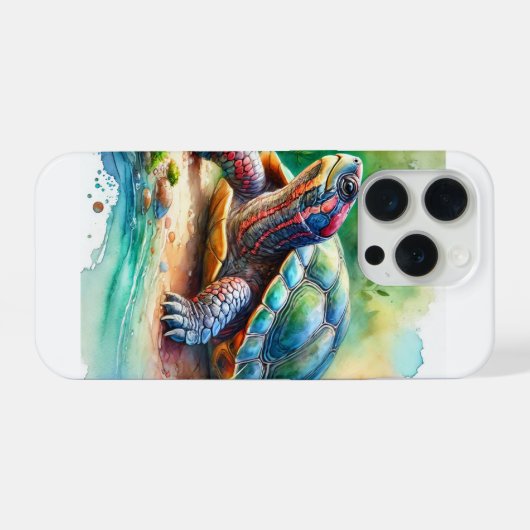 Softshell Turtle 221024AREF149 - Watercolor iPhoneケース (裏面横)
