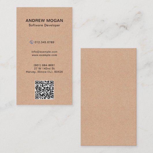 Software Developer Kraft Style Texture 名刺 (正面/裏面)