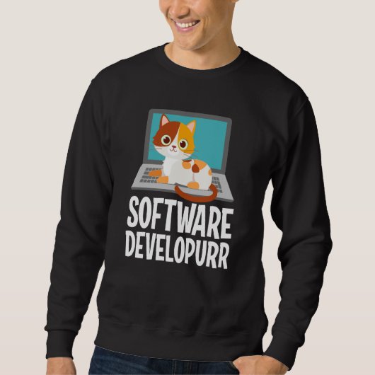 Software Developer Programming Joke Cute Cat Lapto スウェットシャツ (正面)