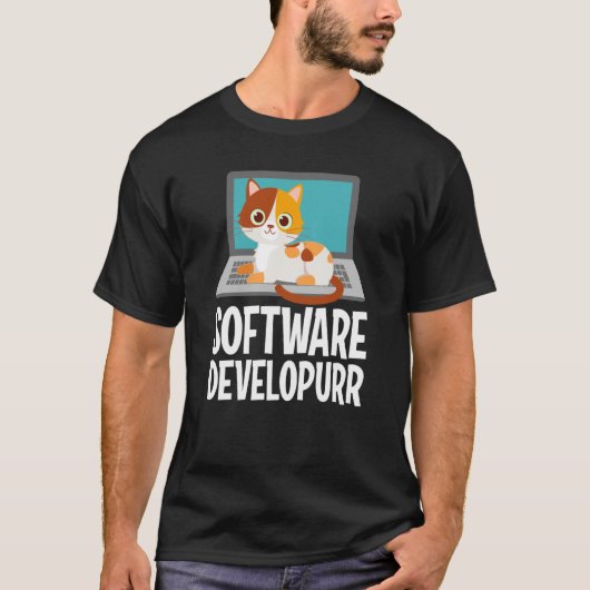 Software Developer Programming Joke Cute Cat Lapto Tシャツ (正面)