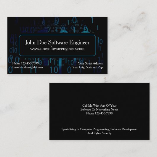 Software Engineer Cyber Security Business Card 名刺 (正面/裏面)