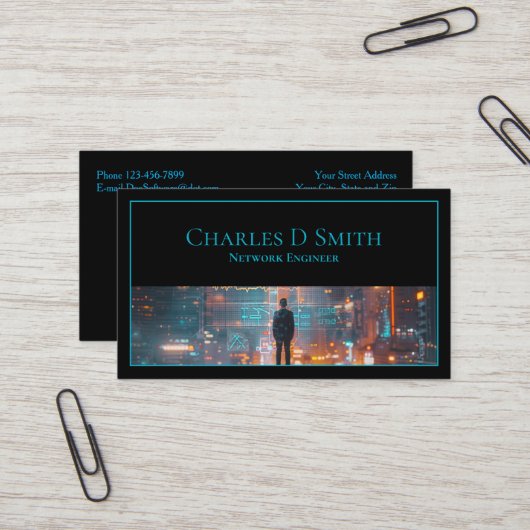 Software Engineer Cyber Security Business Card 名刺 (正面/裏面インサイチュ)