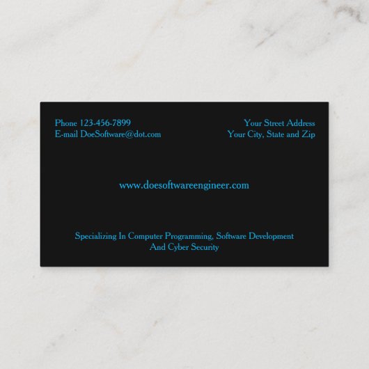 Software Engineer Cyber Security Business Card 名刺 (裏面)