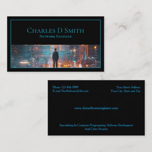Software Engineer Cyber Security Business Card 名刺 (正面/裏面)