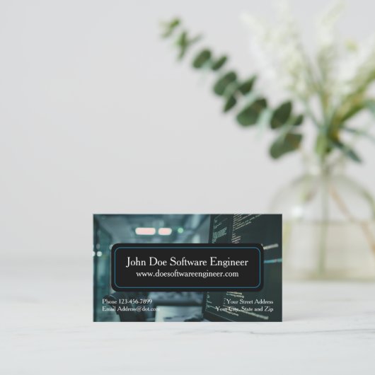 Software Engineer Cyber Security Business Card 名刺 (スタンド正面)