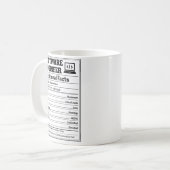 Software Engineer Nutritional Facts Funny Coding コーヒーマグカップ (正面左)