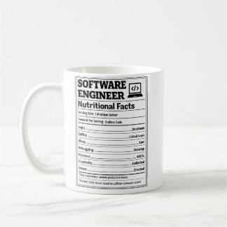 Software Engineer Nutritional Facts Funny Coding コーヒーマグカップ