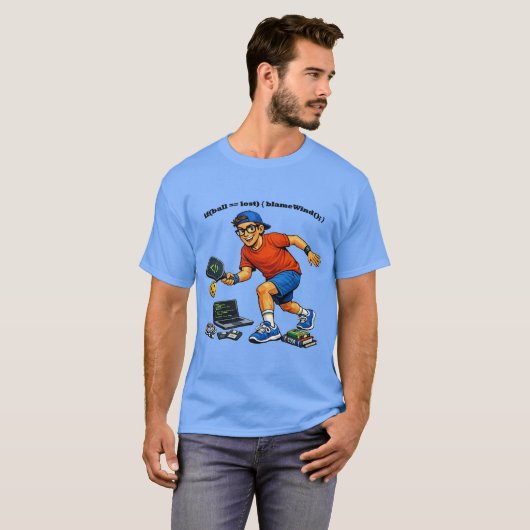 Software Engineer Playing Pickleball with a Paddle Tシャツ (正面フル)