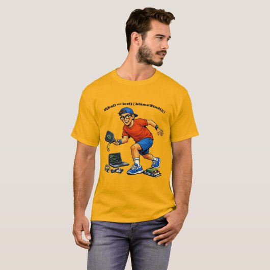 Software Engineer Playing Pickleball with Paddle Tシャツ (正面フル)