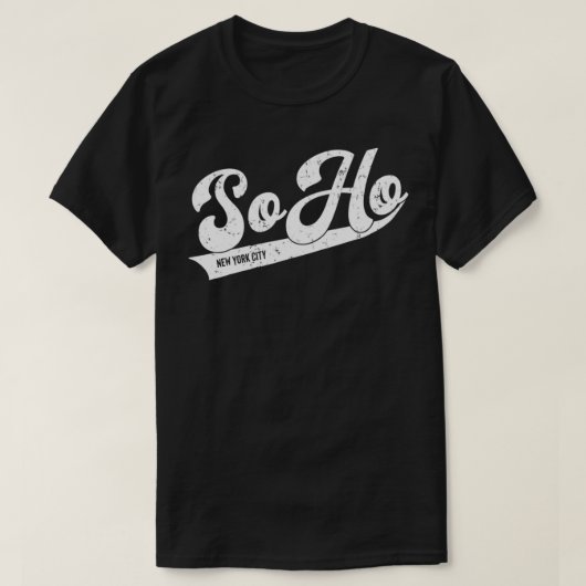 Soho New York City Typographic Distressed Design  Tシャツ (デザイン正面)