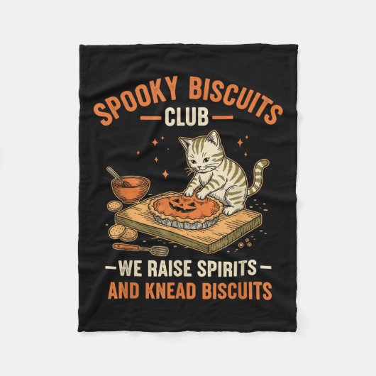 Sokyビスケットクラブ ハロウィンの猫のケーキ作り ユーモア  フリースブランケット (正面)