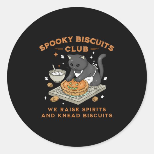 Soky Biscuits Club Black Cat Pumpkin Halloween Bak ラウンドシール (正面)