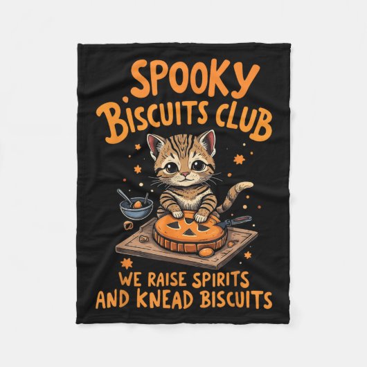 Soky Biscuits Club Cat Funny Halloween Baking  フリースブランケット (正面)