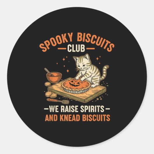 Soky Biscuits Club Funny Halloween Cat Baking  ラウンドシール (正面)
