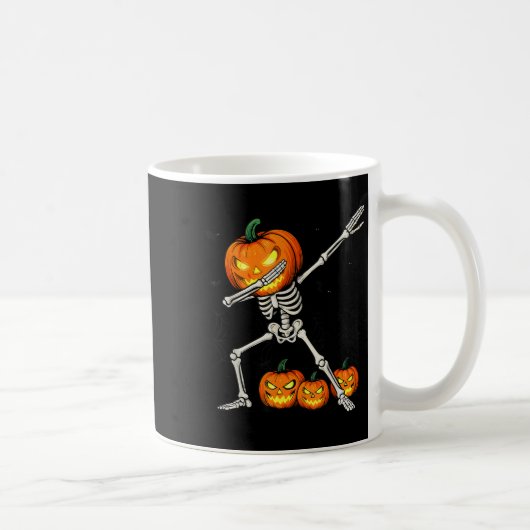 Soky Dabbing Pumpkin Head Skeleton Halloween Skele コーヒーマグカップ (右)