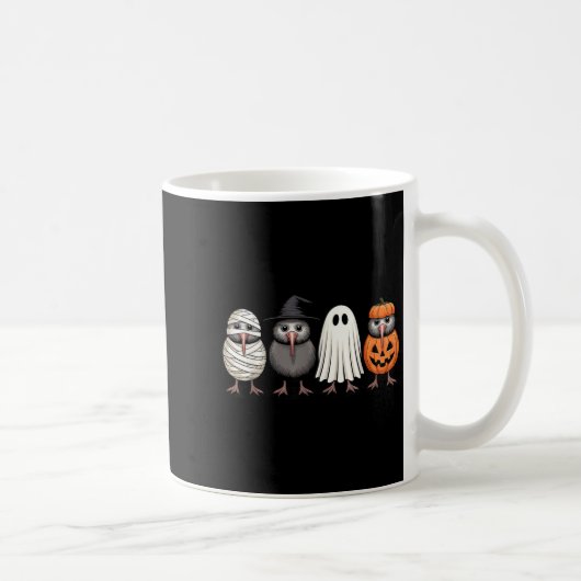 Soky Ghost Kiwi Bird Pumpkin Halloween Skeleton コーヒーマグカップ (右)