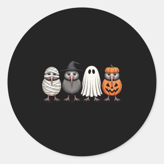 Soky Ghost Kiwi Bird Pumpkin Halloween Skeleton  ラウンドシール (正面)