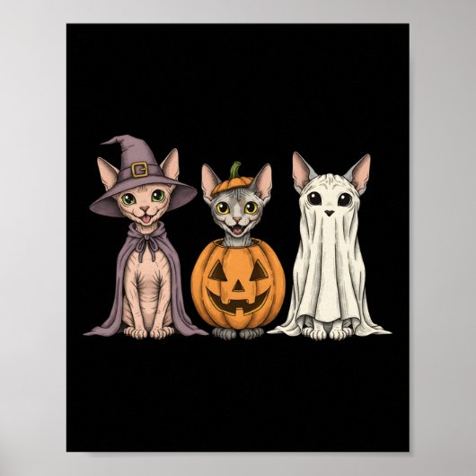 Soky Ghost Sphynx Cat Lover Pumpkin Halloween Long ポスター (正面)