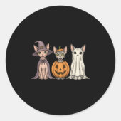 Soky Ghost Sphynx Cat Lover Pumpkin Halloween Long ラウンドシール (正面)