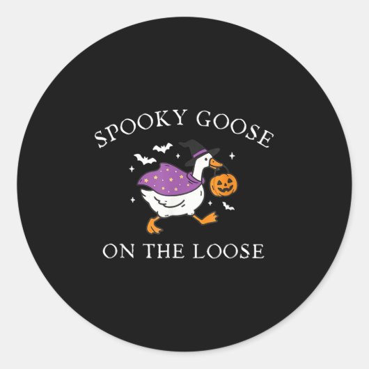 Soky Goose On The Loose Funny Silly Goose Hallowee ラウンドシール (正面)