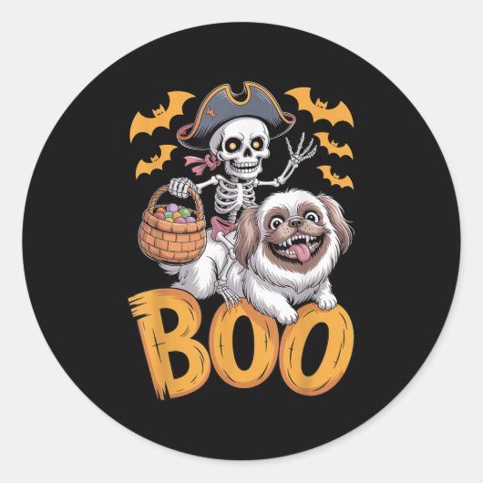 Soky Peke Costume On Boo Pekingese Halloween  ラウンドシール (正面)