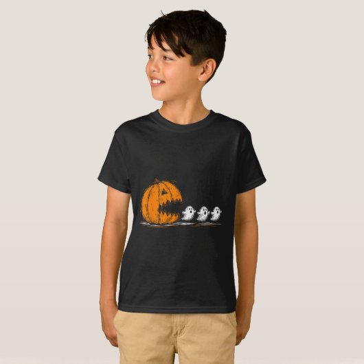 Soky Pumpkin Chasing Cute Ghosts Halloween Parade Tシャツ (正面フル)